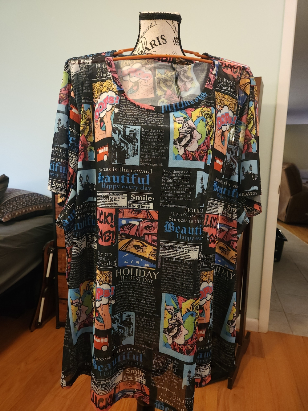 SHEIN Multicolor Sheer Graphic Short Sleeve Tee